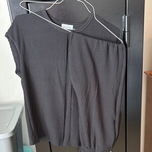 Briley Black Ribbed top and pant set